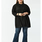 Black Mandarin Collar Shirt Style Top