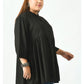 Black Mandarin Collar Shirt Style Top