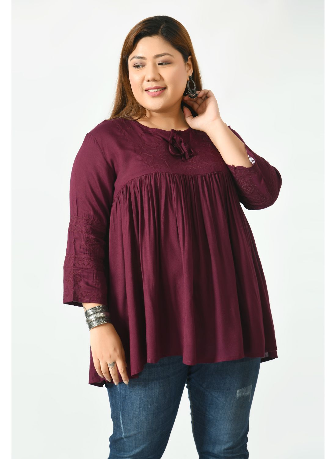 Tie-Up Neck Pure Cotton Empire Top