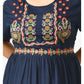 Blue Floral Embroidered Empire Midi Dress Plus Size