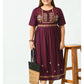 Brown Ethnic Motifs Embroidered A-Line Midi Dress Plus Size