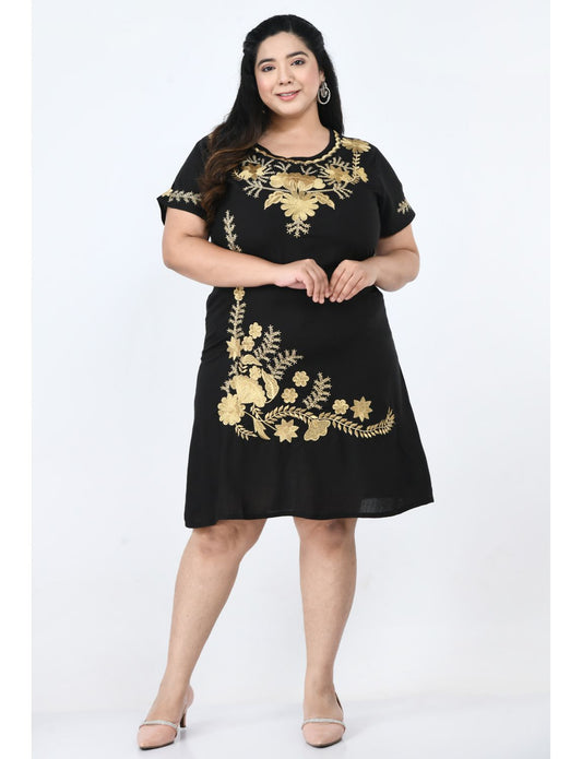 Floral Embroidered A-Line Dress Plus Size