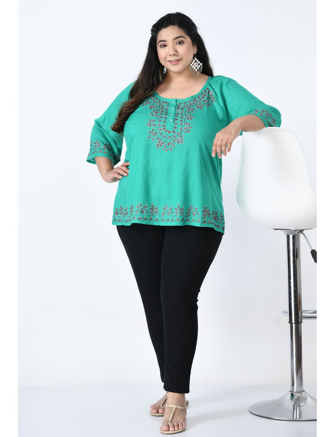 Plus Size Embroidered Top