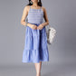 Shoulder Straps Sleeveless Pure Cotton Smocked & Tiered Fit & Flare Dress