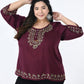 Plus Size Ethnic Motifs Embroidered Top