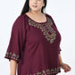 Plus Size Ethnic Motifs Embroidered Top