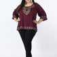 Plus Size Ethnic Motifs Embroidered Top