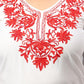 Plus Size Floral Embroidered V-Neck Cotton Top