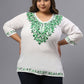 Plus Size Floral Embroidered V-Neck Top