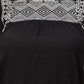 Plus Size Geometric Embroidered Round Neck Gathered Cotton A-Line Dress