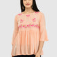 Women Peach Top Casual Bell Sleeves Floral Print