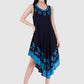 Women Dress Blue Aline Rayon Sleeveless Ombre Dye Asymmetric