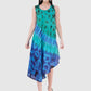 Women Dress Firozi Light Blue Rayon Sleeveless Ombre Dye Asymmetric
