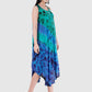 Women Dress Firozi Light Blue Rayon Sleeveless Ombre Dye Asymmetric
