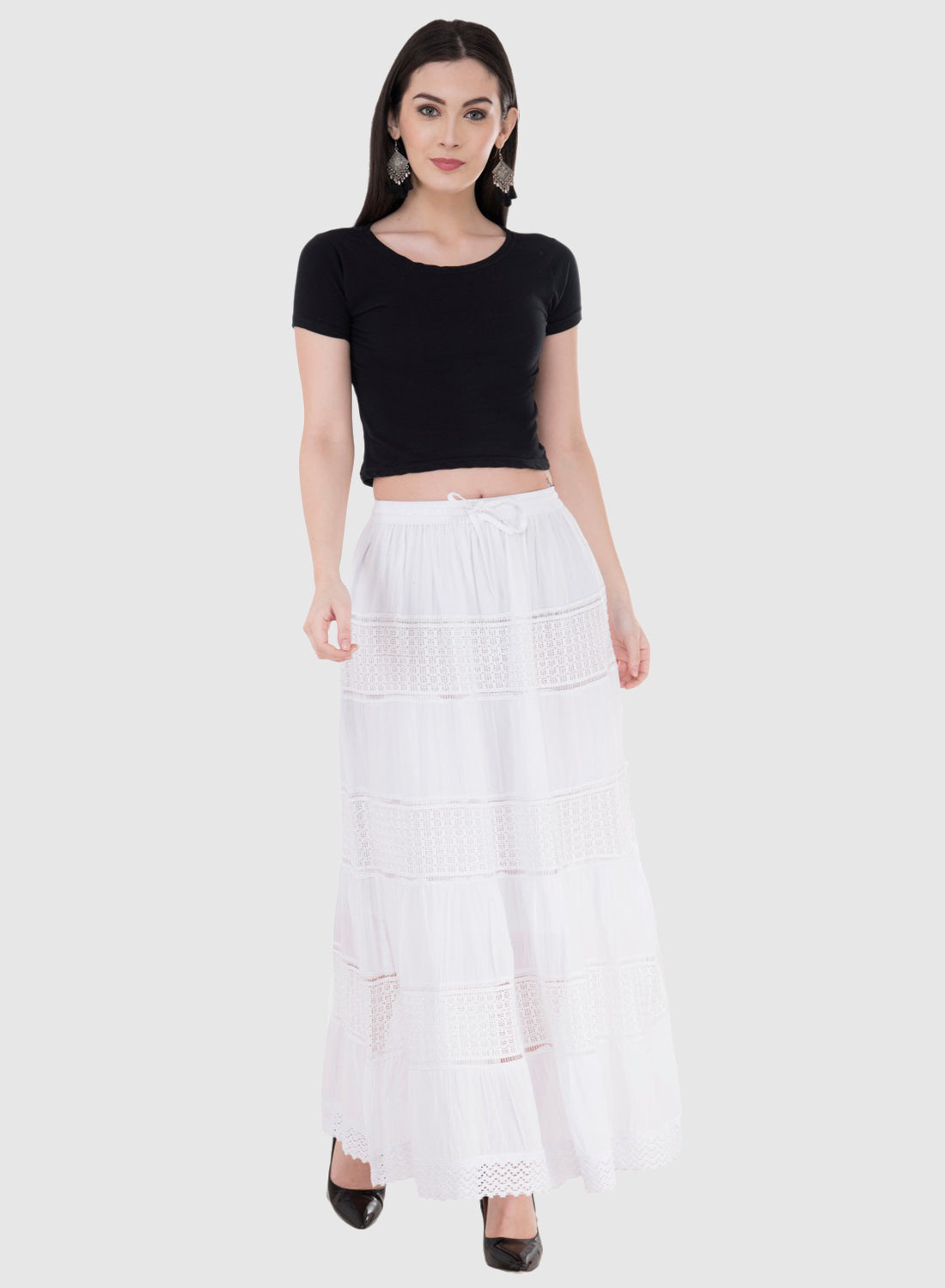 Women Skirt White Regular Fit And Flare