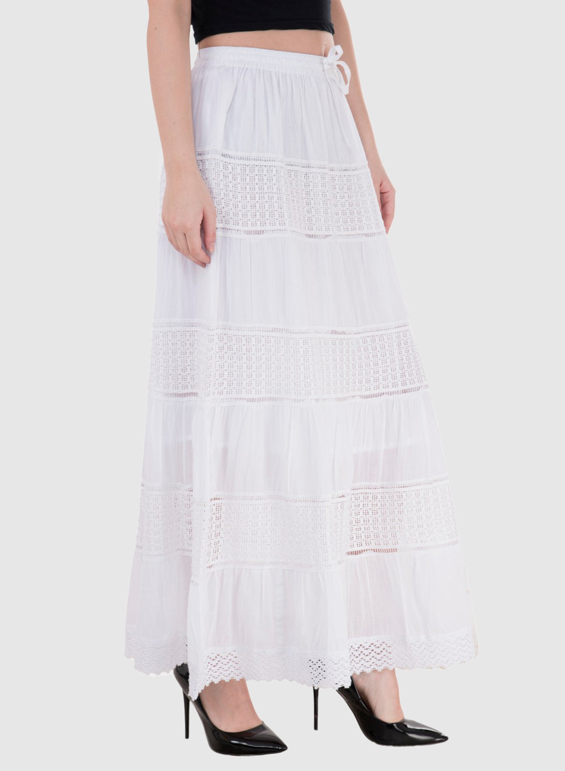 Women Skirt White Regular Fit And Flare