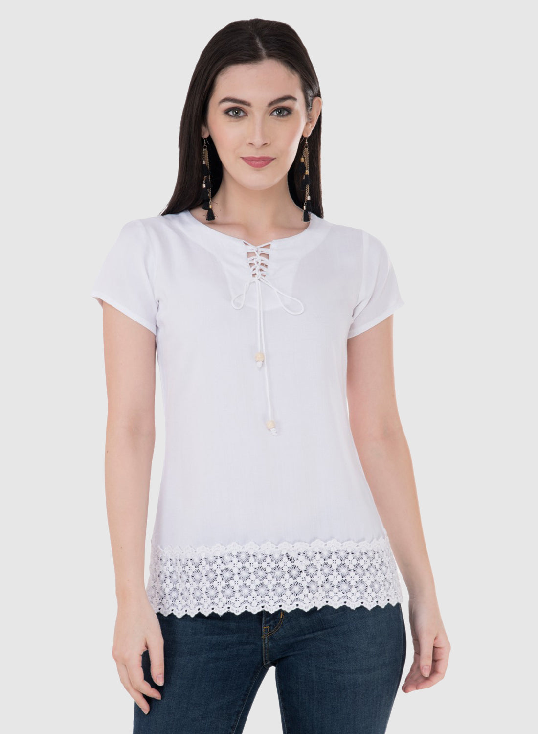 Women Top White Rayon With Less