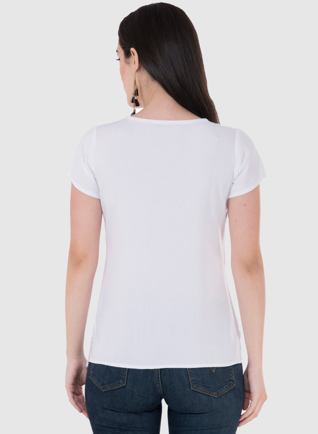 Women Top White Rayon With Less