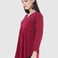 Women Top Maroon Rayon Casual Regular Fit and Flare 3/4 Sleeve