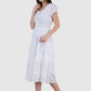 Women Dress White Fit and Flare Cotton Midi