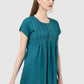 Women Top P Blue Casual Regular Fit and Flare Half Sleeve Embroidery Work