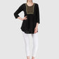 Women Top Black Regular Fit and Flare 3/4 Sleeve Embroidery Work