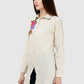 Women Top White Tunic Regular Fit Full Sleeve Embroidery Work