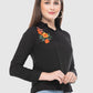 Women Top Brown Casual Regular Fit Full Sleeve Embroidery Work