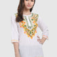 Women Top White Party Wear Fit and Flare 3/4 Sleeve Embroidery Work