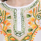 Women Top White Party Wear Fit and Flare 3/4 Sleeve Embroidery Work