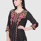 Women Top Black Party Wear Fit and Flare 3/4 Sleeve