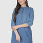 Women Top Blue Regular Fit Solid Denim