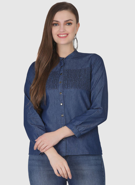 Women Shirt Regular Solid Denim