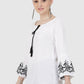 Women Top White Casual Regular Fit Bell Sleeve