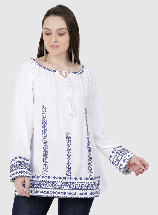 Women Top White Casual Regular Sleeve