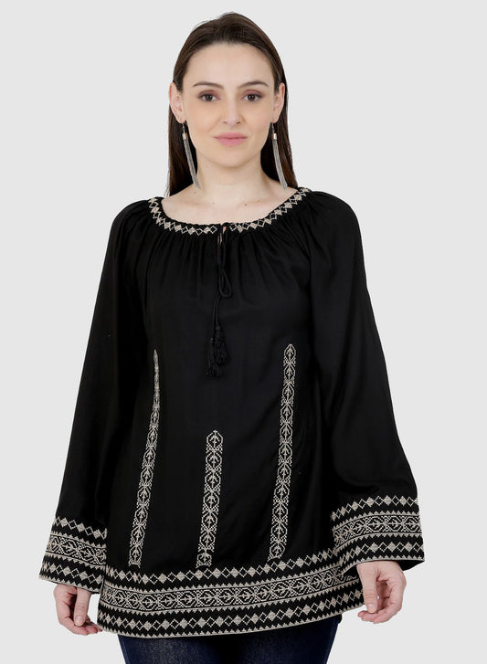 Women Top Black Casual Regular Sleeve