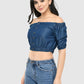 Women Top Solid Denim Casual Regular Fit