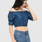 Women Top Solid Denim Casual Regular Fit