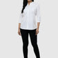 Women Shirt White Cotton Casual Regular 3/4 Sleeve