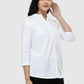 Women Shirt White Cotton Casual Regular 3/4 Sleeve