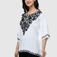 Women Kaftan Top White Casual Regular Fit and Flare Embroidery Work