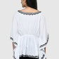 Women Kaftan Top White Casual Regular Fit and Flare Embroidery Work