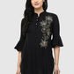 Women Top Black Fit and Flare Bell Sleeve