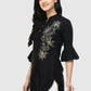 Women Top Black Fit and Flare Bell Sleeve