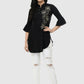 Women Top Black Fit and Flare Bell Sleeve