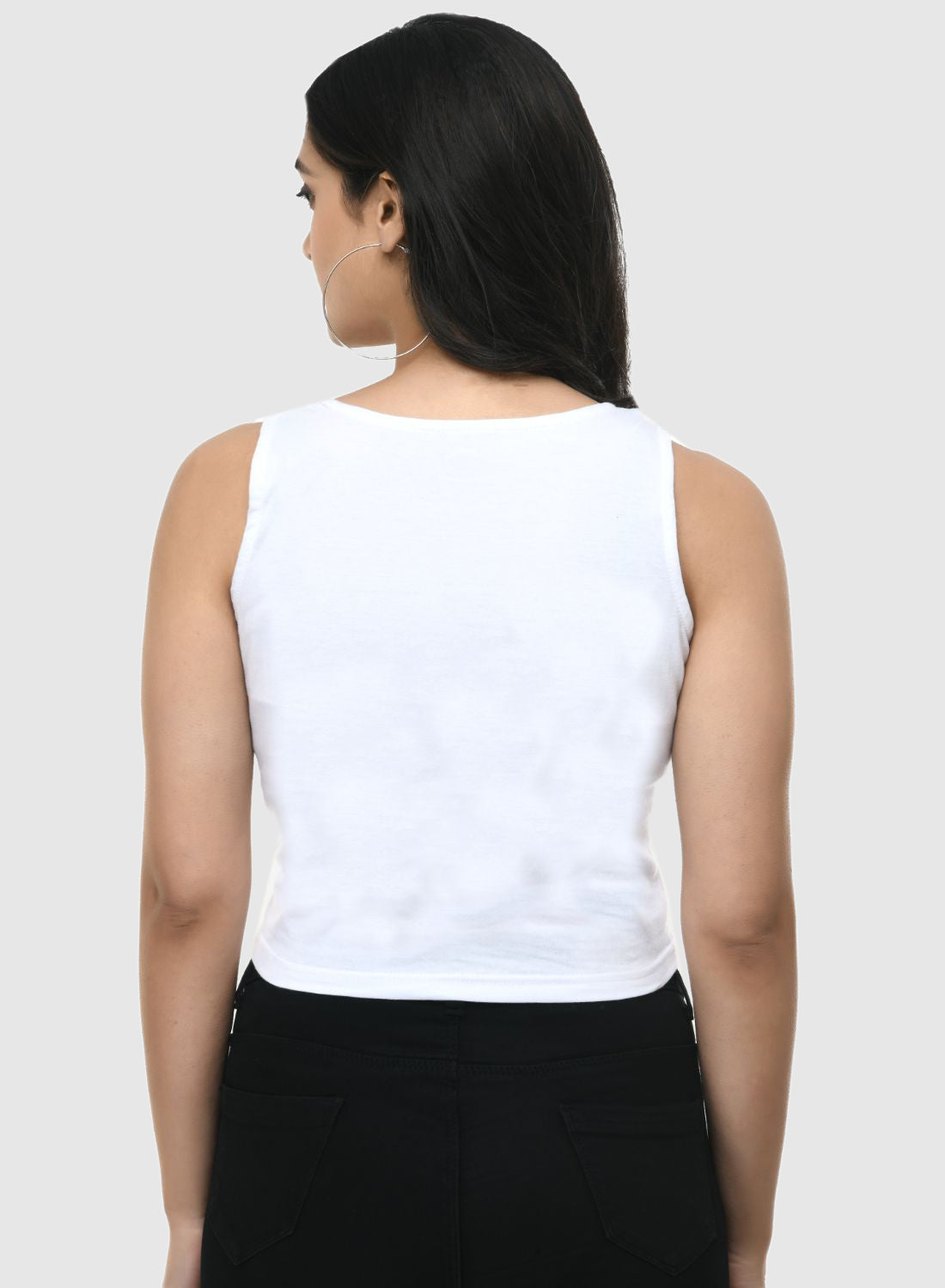 Women Crop Top White Cotton Hosiery