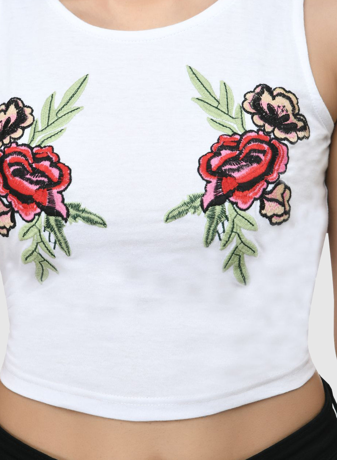 Women Crop Top White Cotton Hosiery