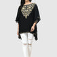 Women Kaftan Top Navy Blue Casual Regular Fit and Flare Embroidery Work