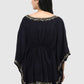 Women Kaftan Top Black Casual Regular Fit and Flare Embroidery Work