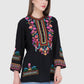 Women Top Black Rayon Crepe Party Wear 3/4 Sleeve Embroidery Work